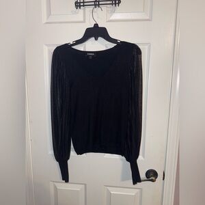 Black Express Top with Mesh Sleeves